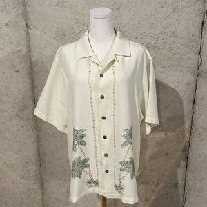 Y2K Havana Jack’s Cafe Palm Tree Resort Shirt | Coastal Grandpa Button Up | XL